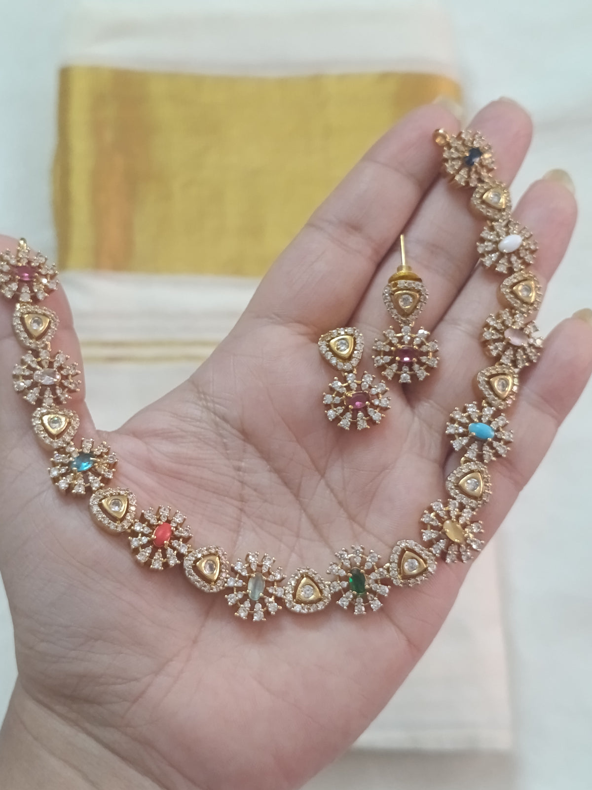 Navaratna Necklace Set V6