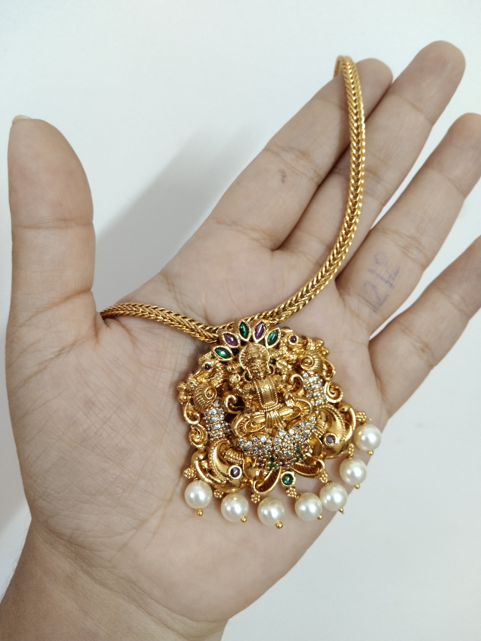Lakshmi Pendant Necklace Set with out Stud V3