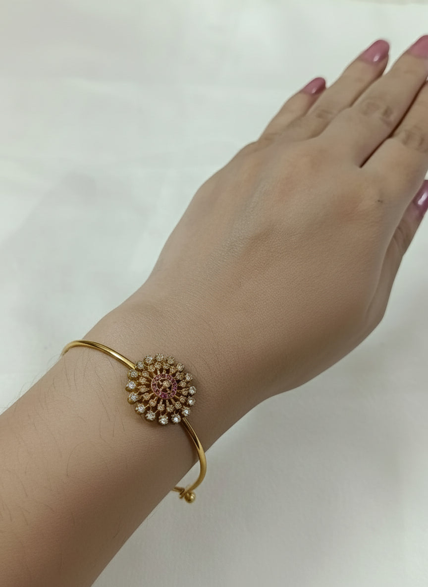 Matte Finish AD Flower Openable Bangle