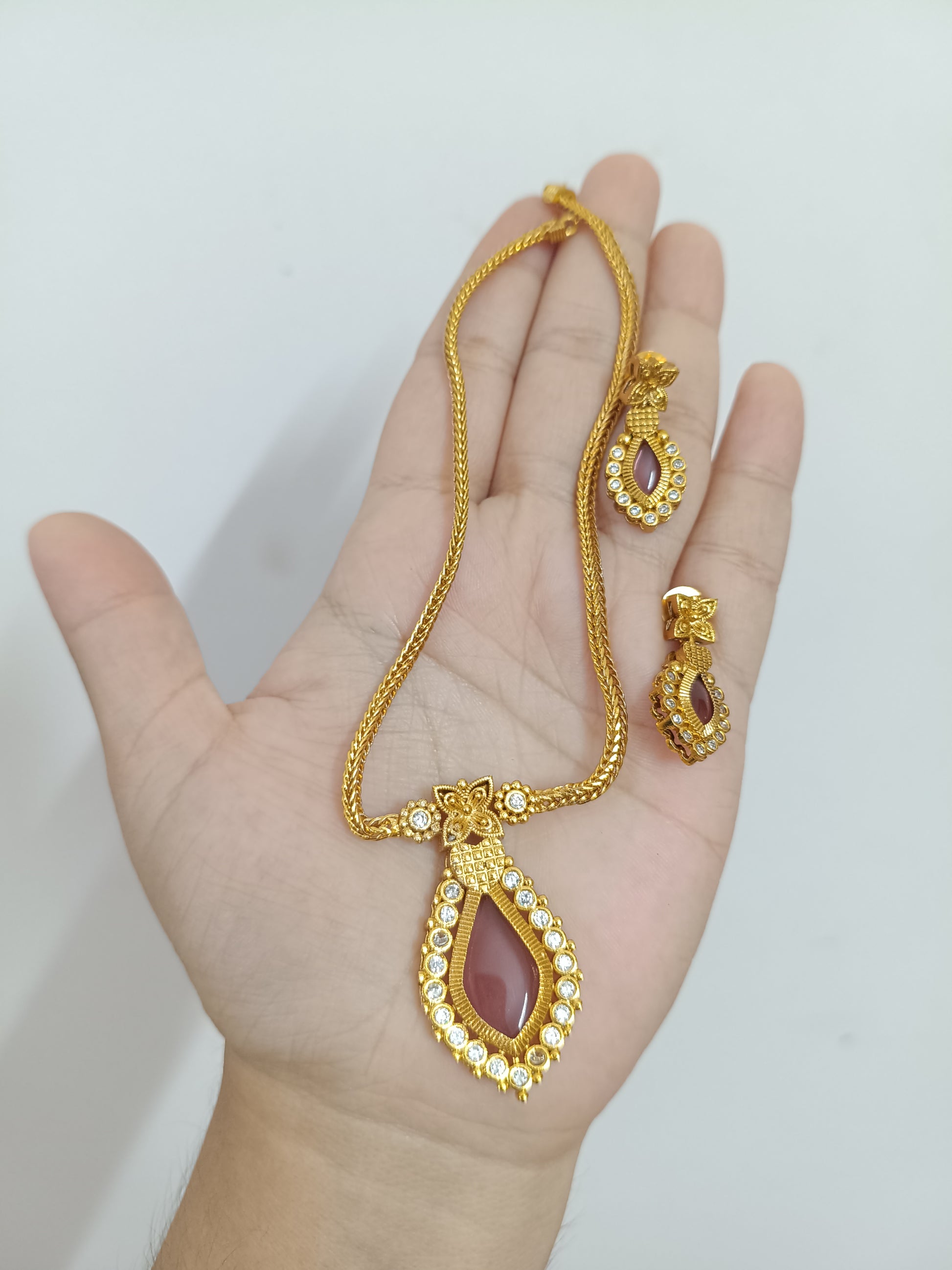 AD Nagapadam Pendant Necklace Set V2