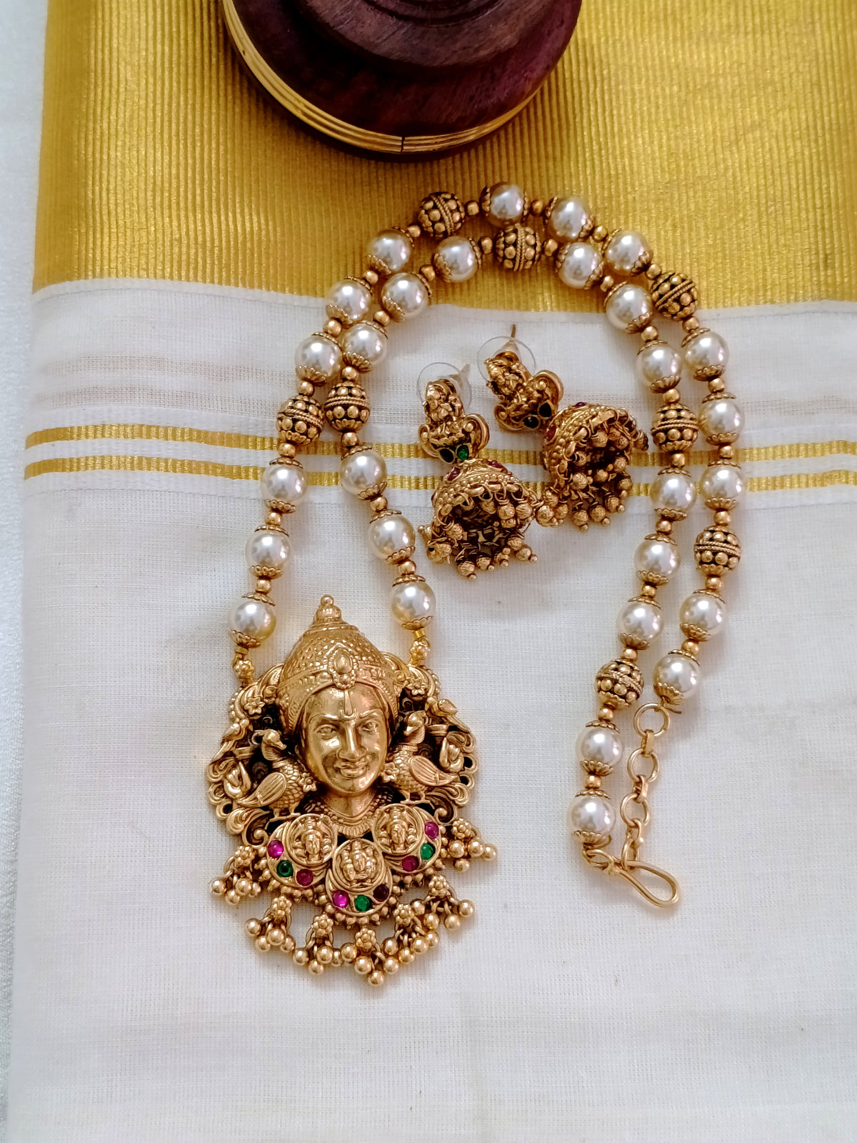 Divine Pearl Mid Long Necklace Set