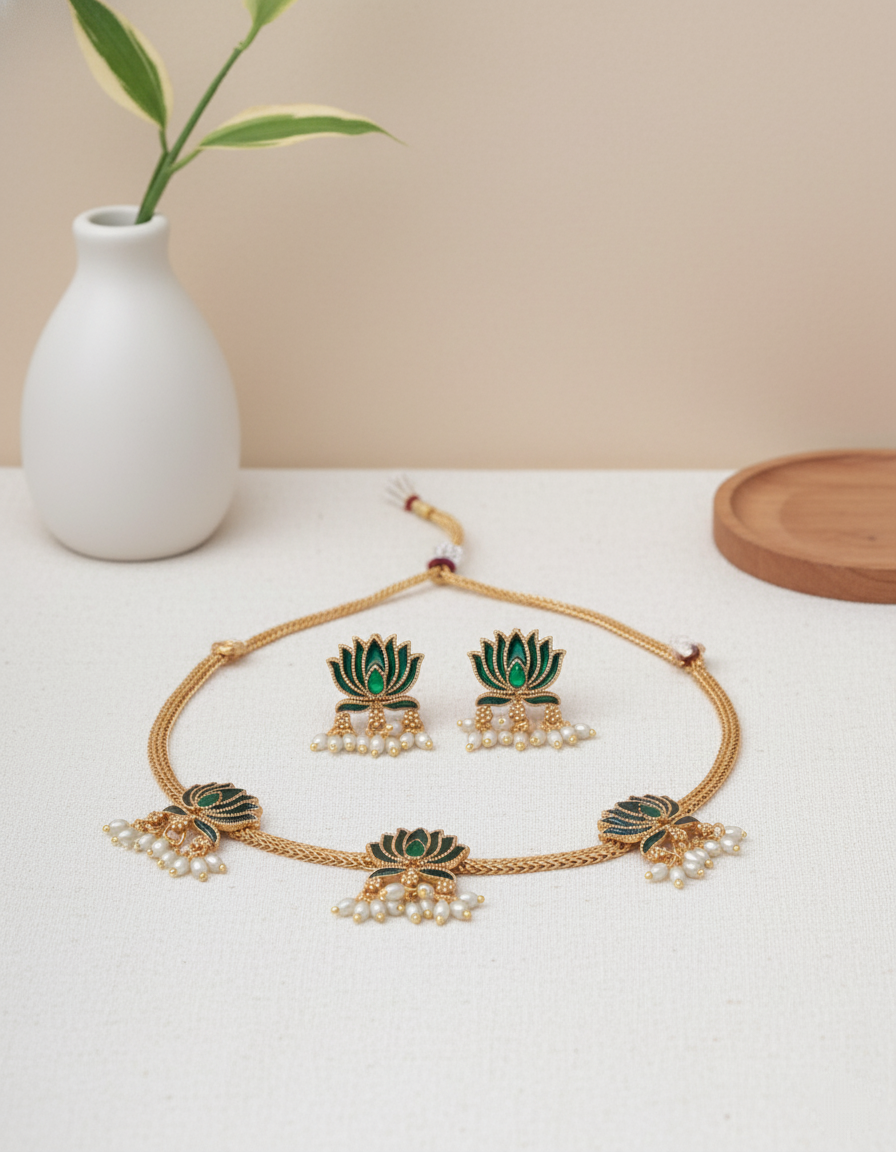 Meenakari 3 Lotus Choker