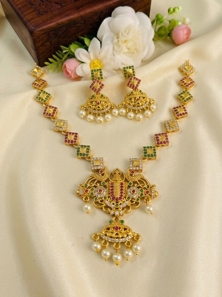 AD Lakshmi Necklace Set V151