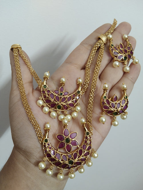 2 Layer Kemp Stone Pendant Necklace Set