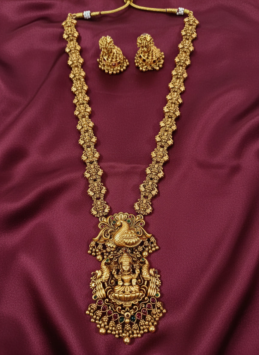 Peacock Lakshmi Long Necklace Set