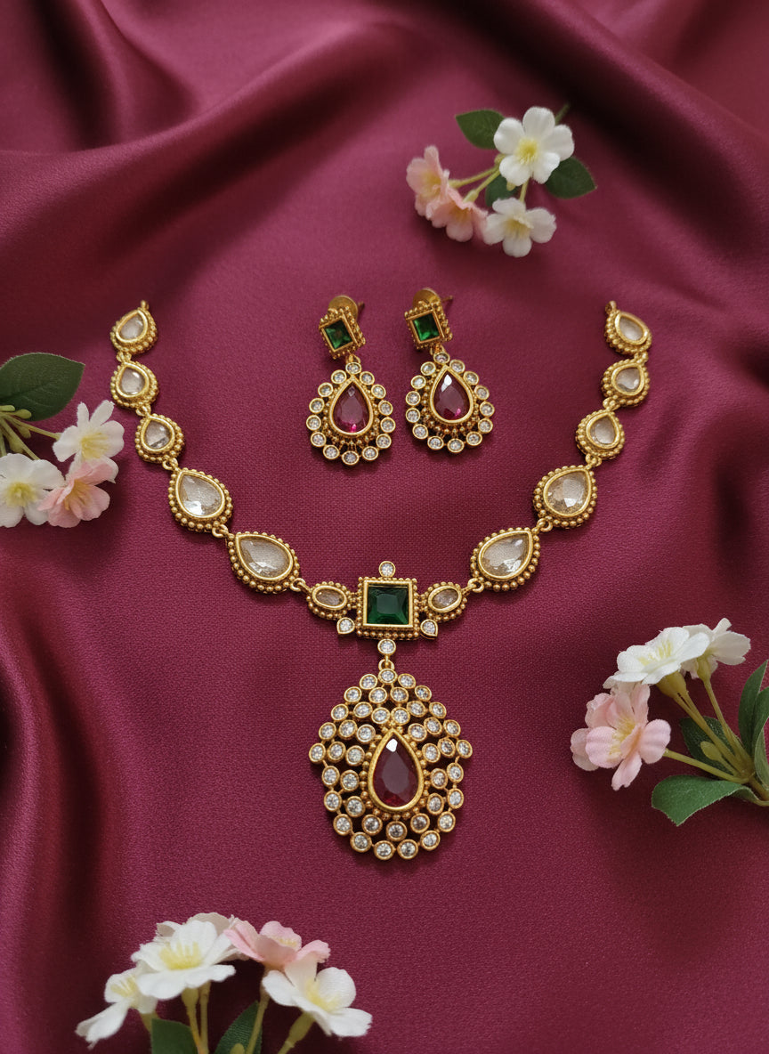 Celebrity Inspired AD Stone Necklace Set