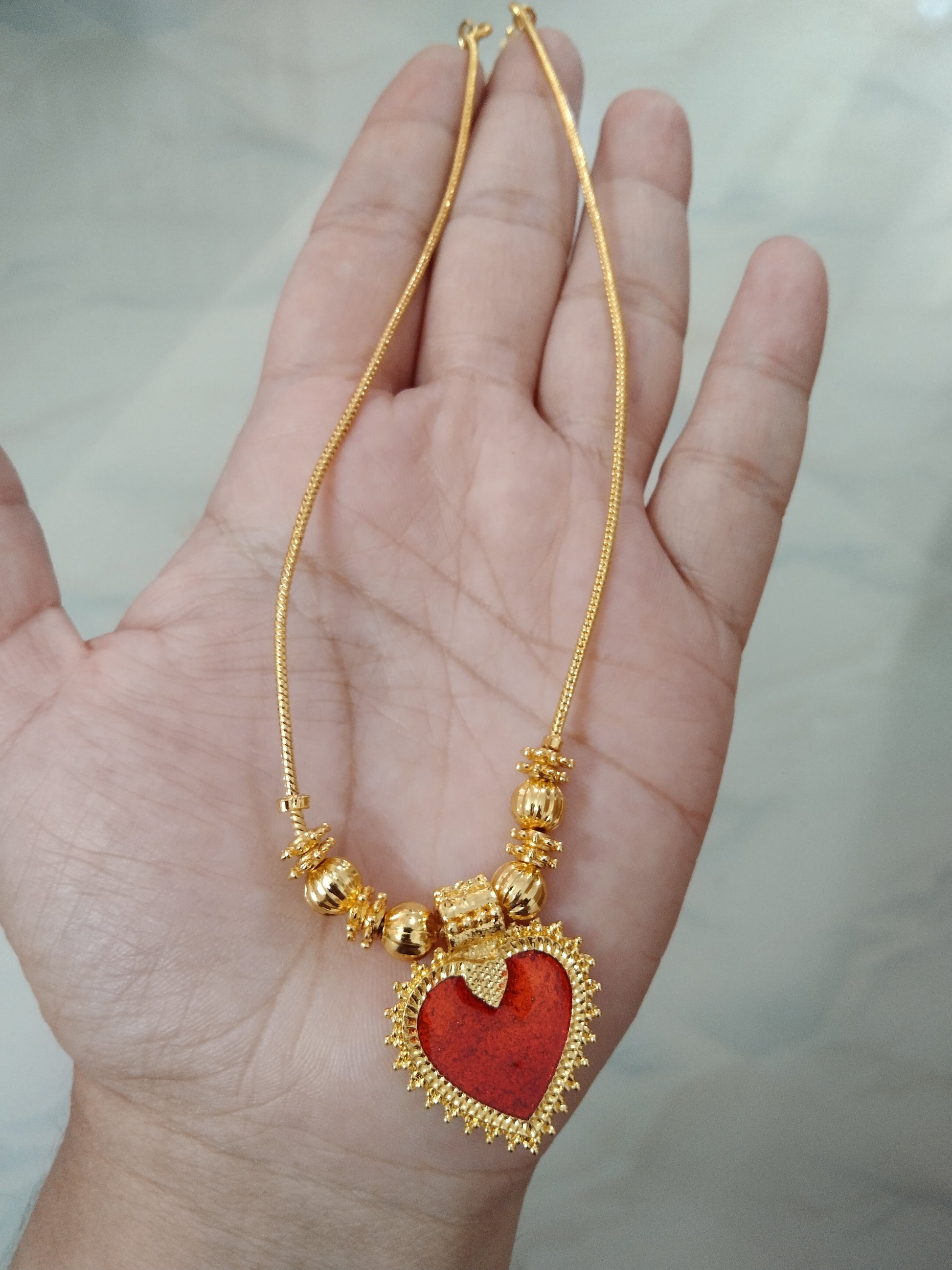 Micro polish Heart Palakka Pendant Necklace
