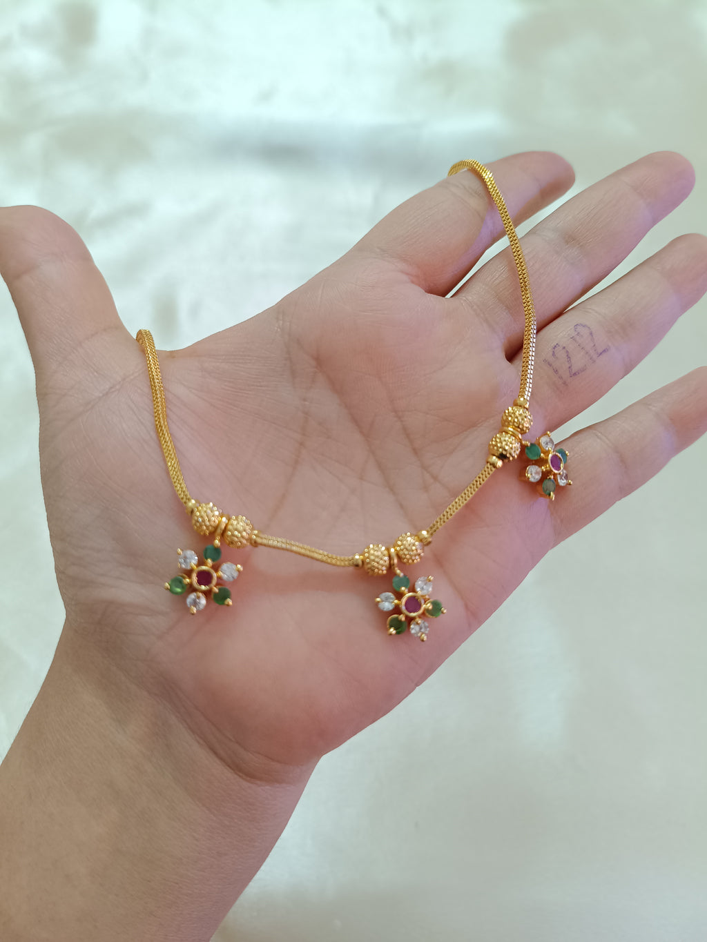Micro Polish Flower Pendant Necklace Set