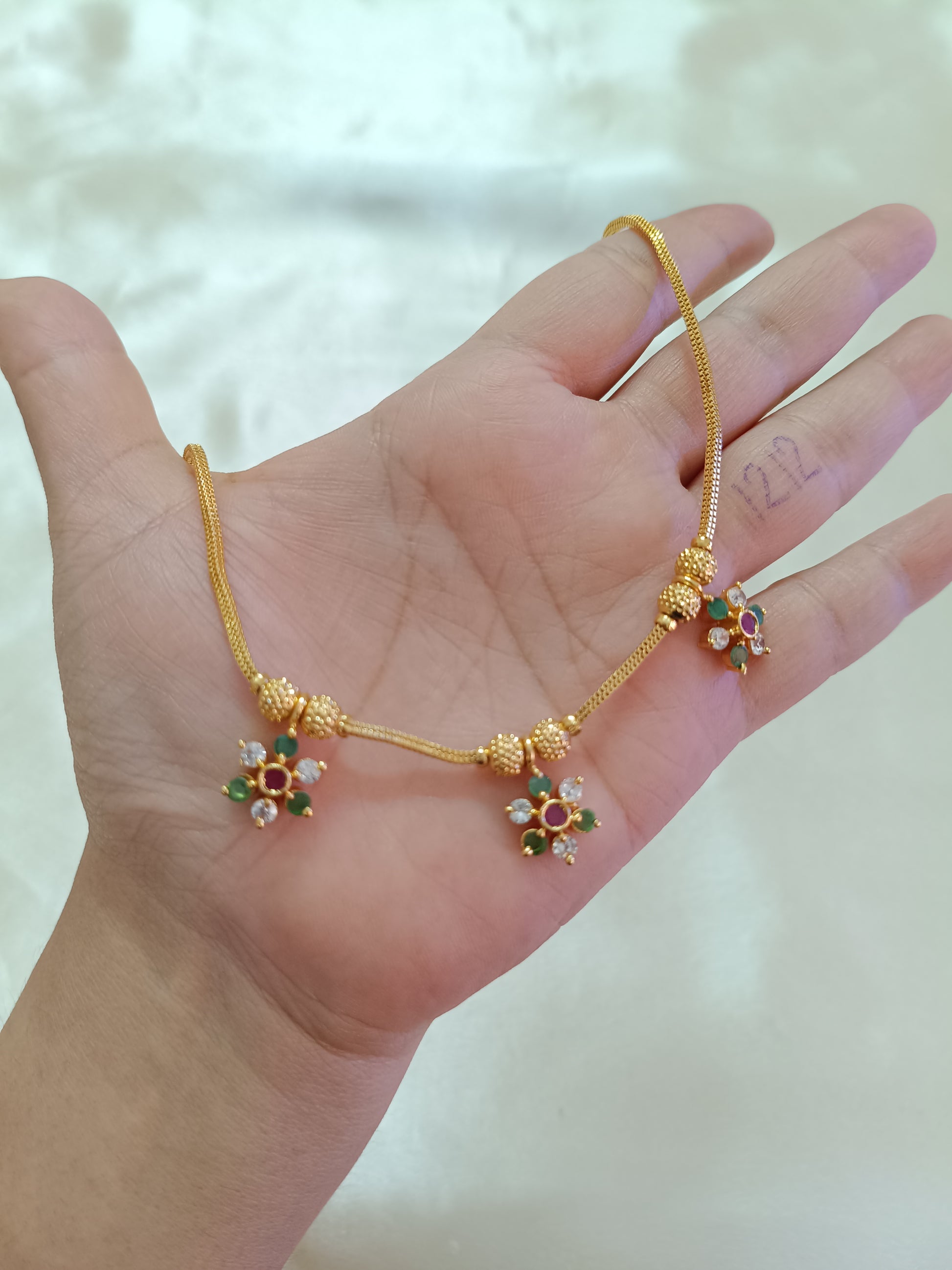 Micro Polish Flower Pendant Necklace Set
