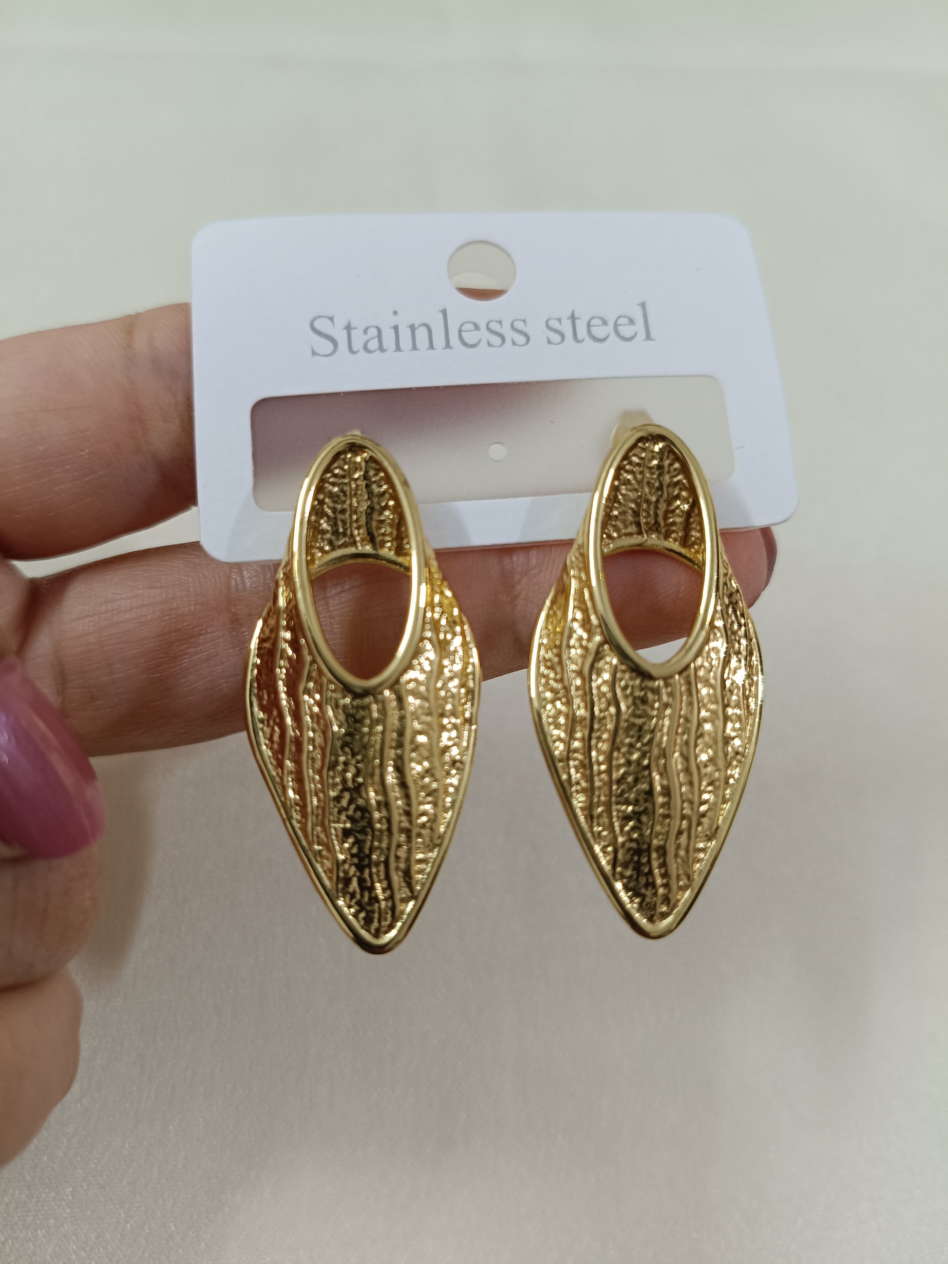 Marquise Gold Tone Earring
