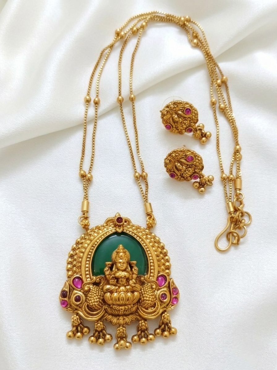 Palakka Lakshmi Pendant Necklace Set V2