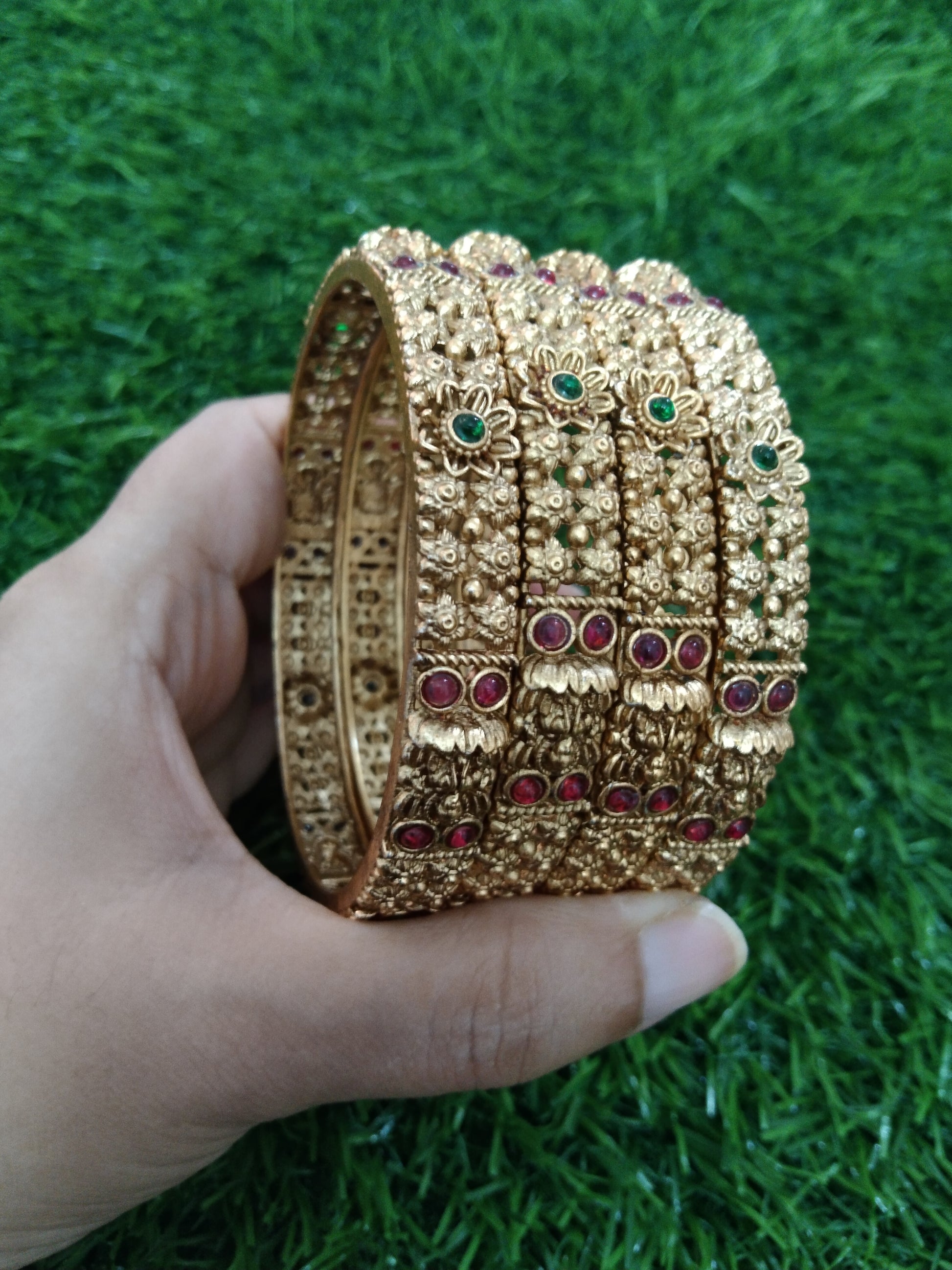 Matte Finish Lakshmi Bangle Set of 4 V2