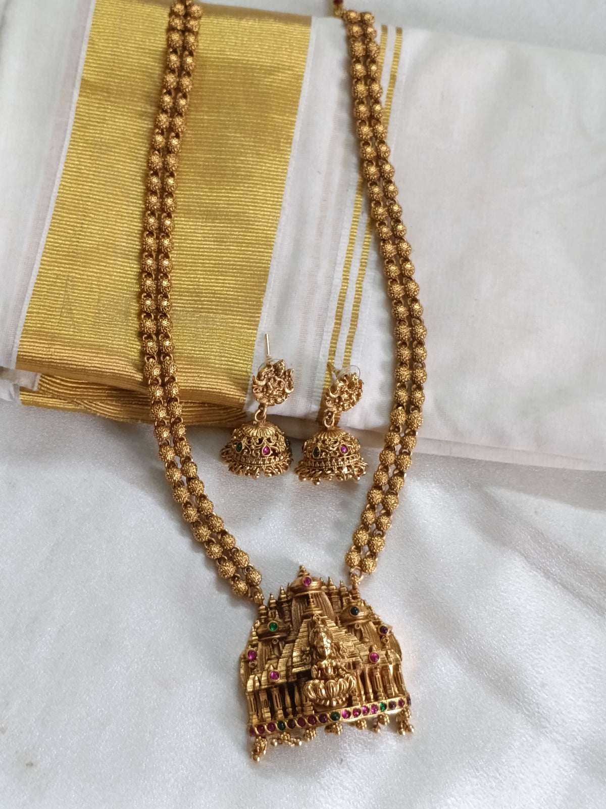 Lakshmi Pendant Long Necklace Set V242