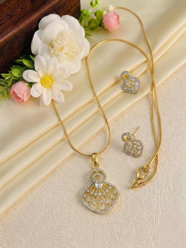 Diamond Replica Pendant Mid Long Necklace Set V12