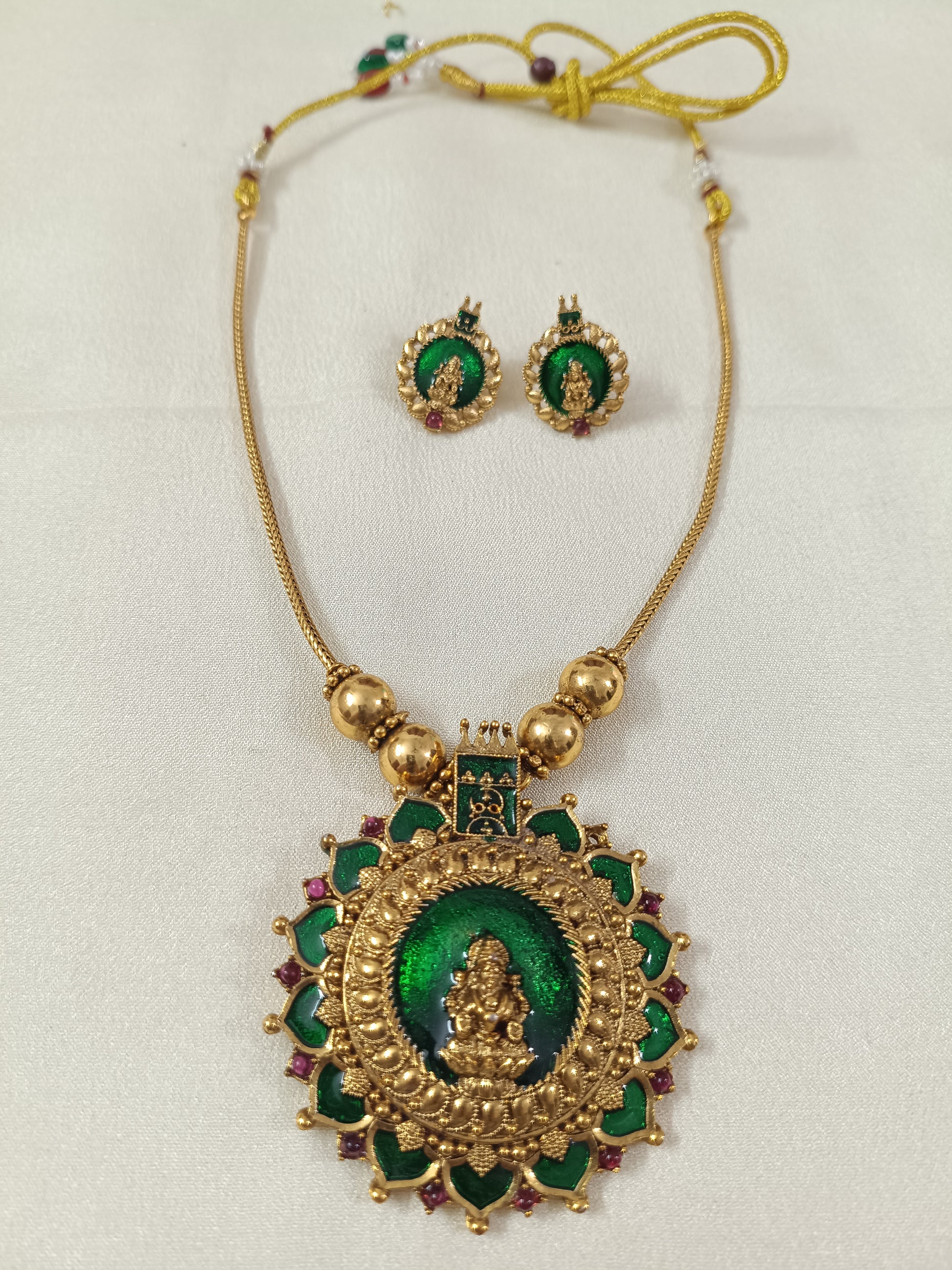 Mahalakshmi Surya Mid Long Necklace Set