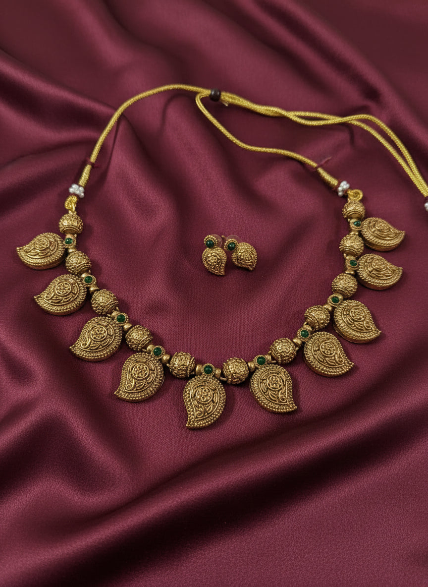 Matte Finish Mango Necklace Set