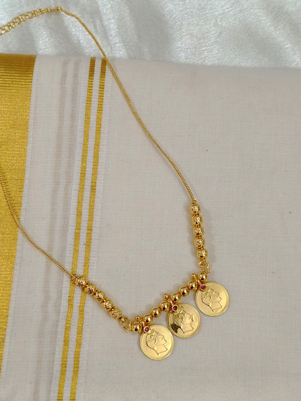 Micro Polish Non Idol Coin Pendant Mid Long Necklace