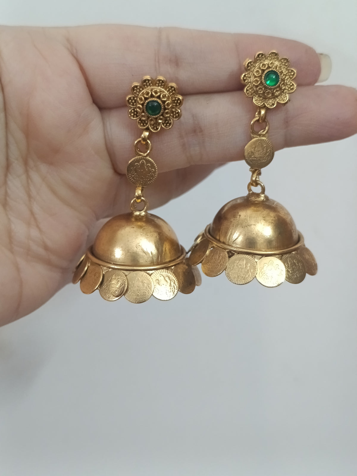 Matte Lakshmi Coin Jhumka Earring