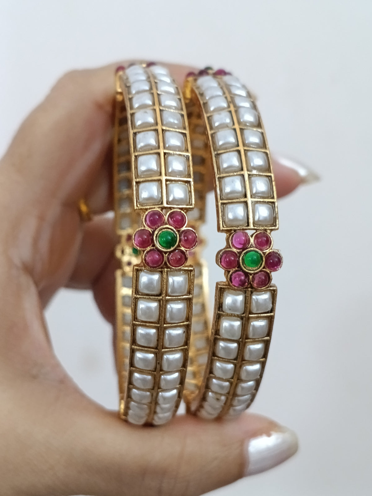 Matte Finish Pearl Bangles Of 2