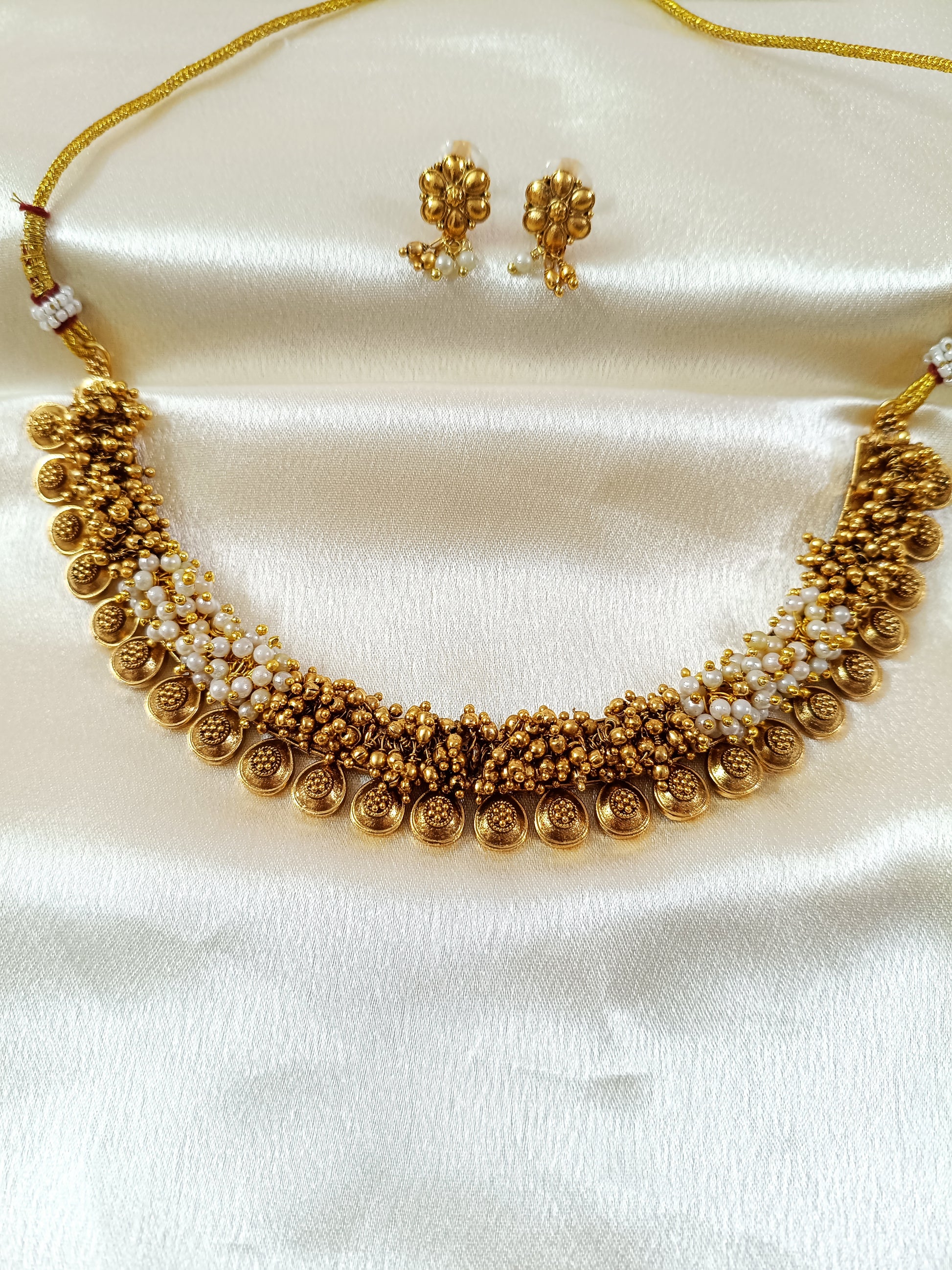 Matte Finish Beaded Necklace Set