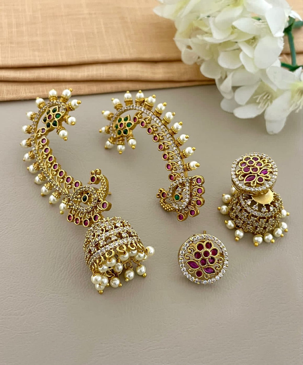 Matte Finish 4 in 1 Jhumka Earring