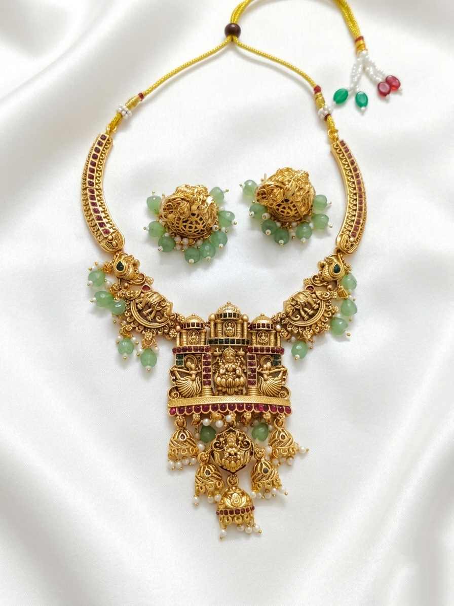 Matte Finish Lakshmi Necklace V18