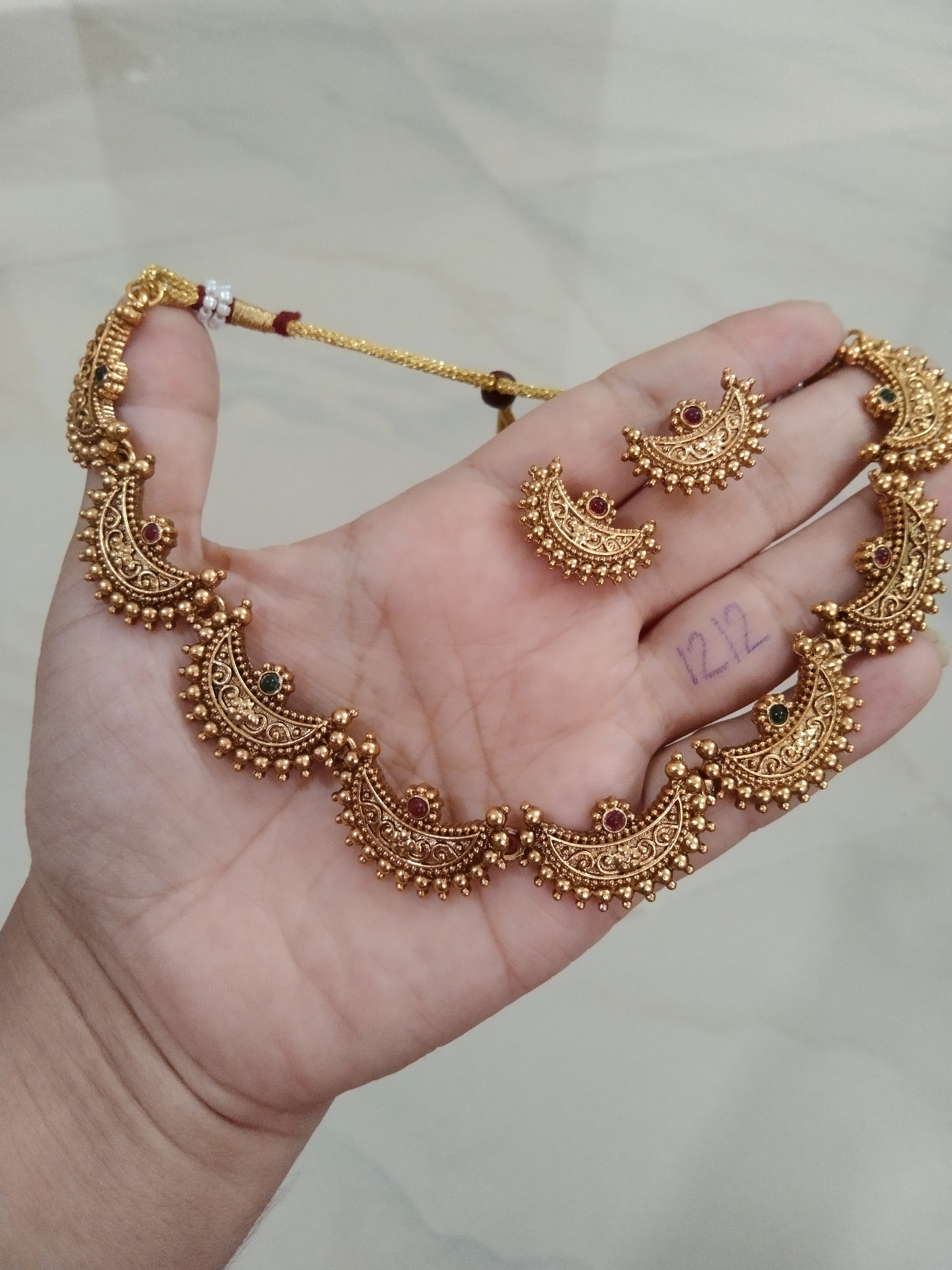 Half Moon multi stone Necklace