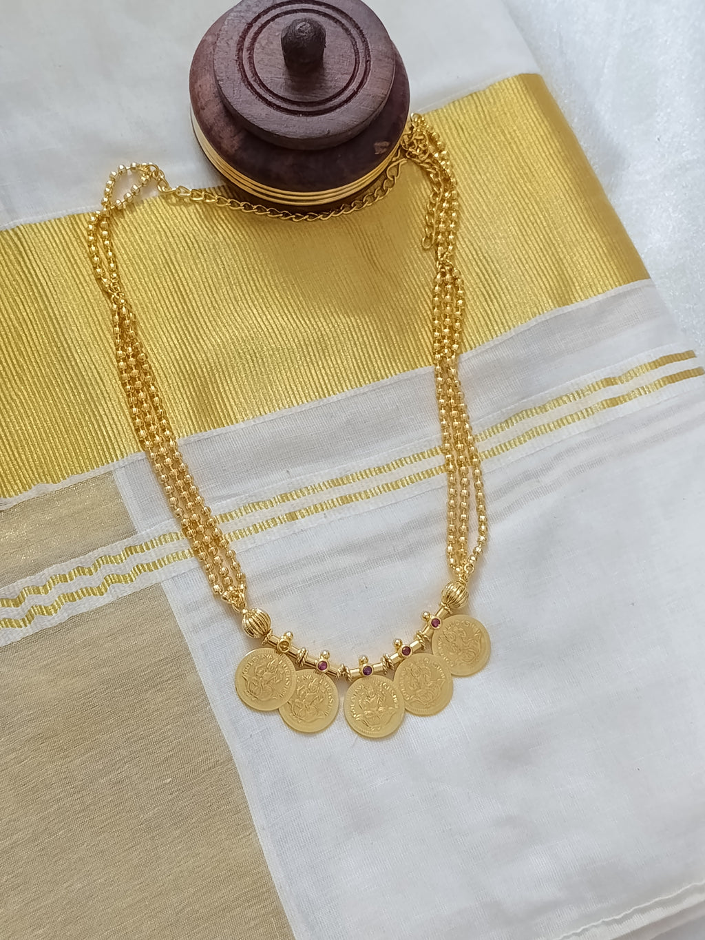 Micro Polish Coin Pendant Layer Mid Long Necklace