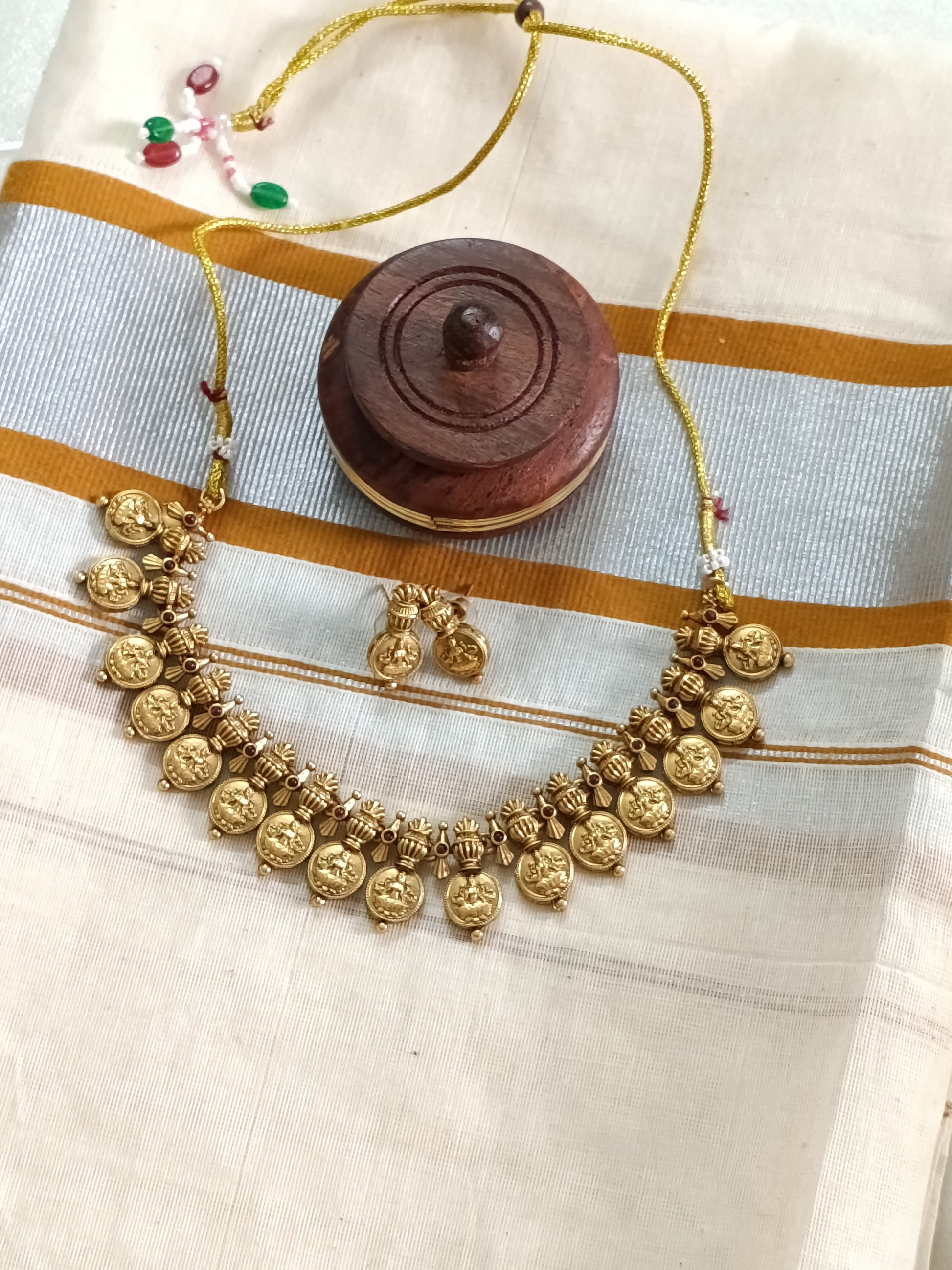 Traditional Lakshmi Coin Necklace Set V6