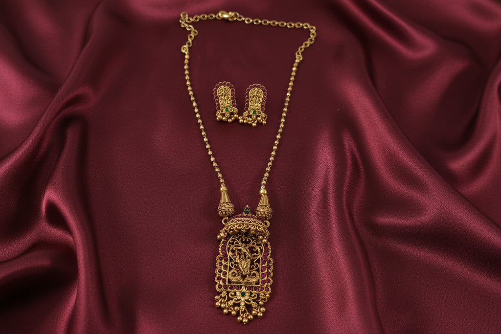 Radha Krishna Temple Necklace Set