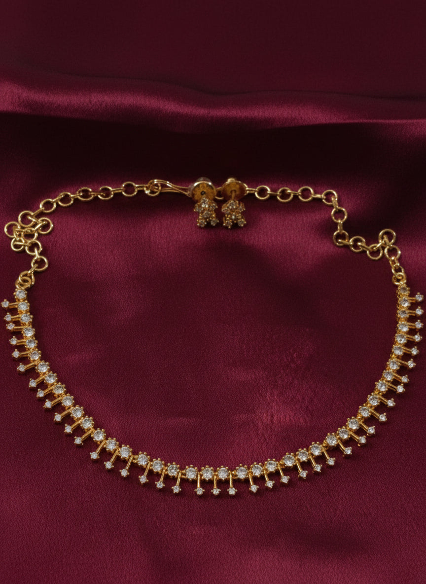 Micro Polish Simple AD necklace set with back chain