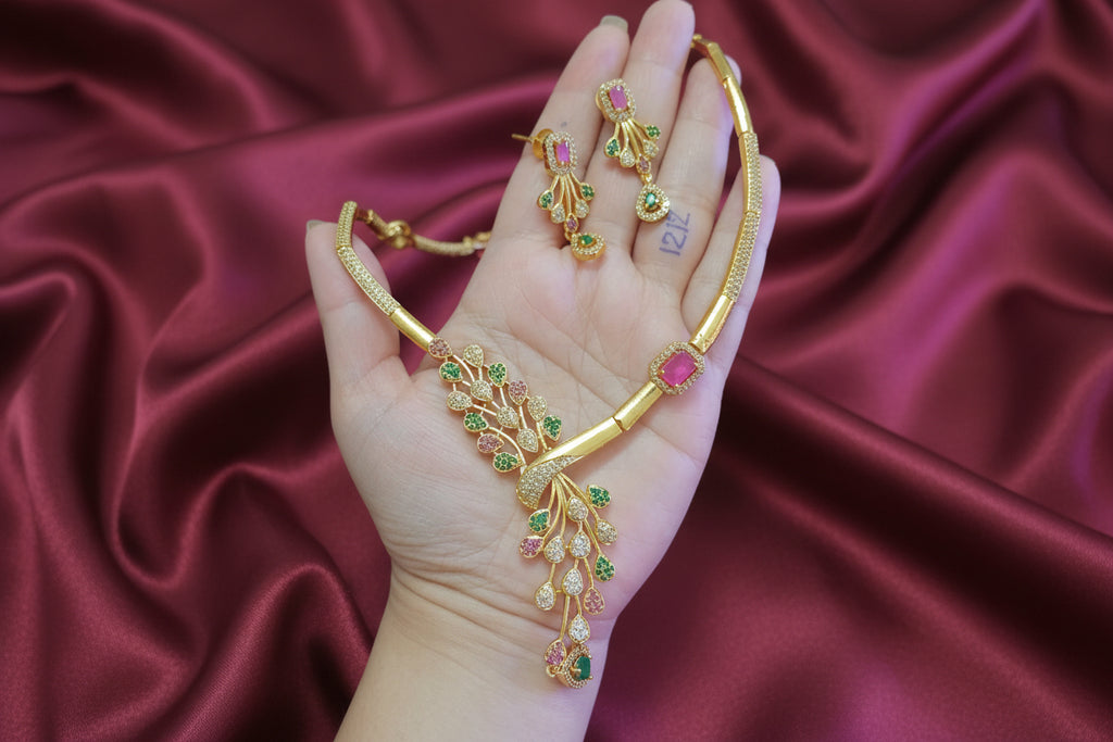 AD Floral Creeper Necklace Set V3