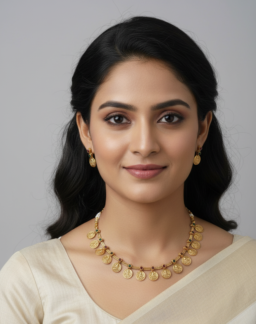 Coin Necklace set with Stone