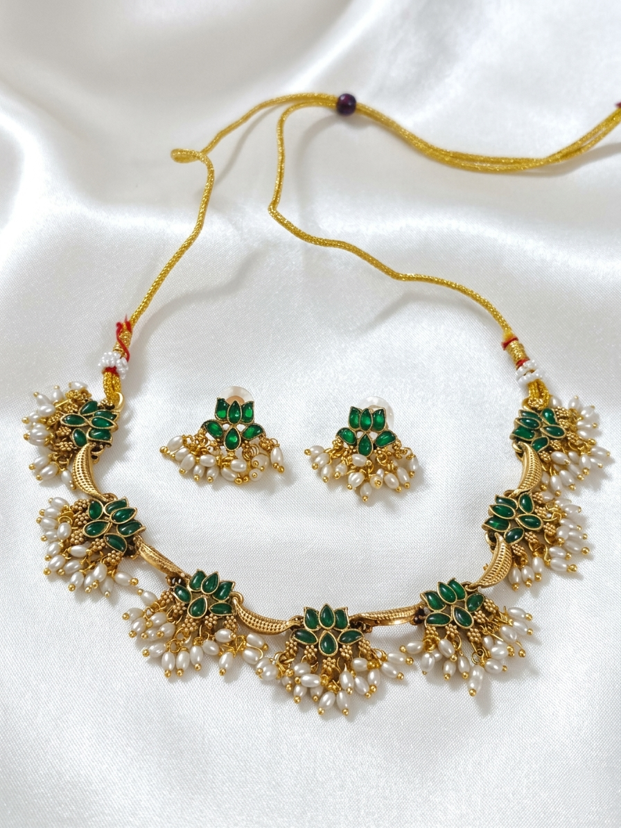 Lotus Halfmoon Necklace Set