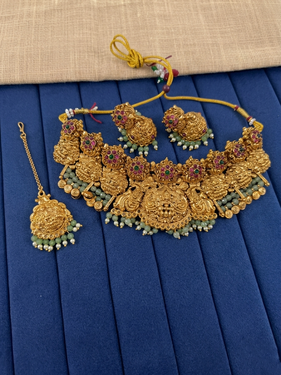 Floral Lakshmi High Necklace Choker Combo
