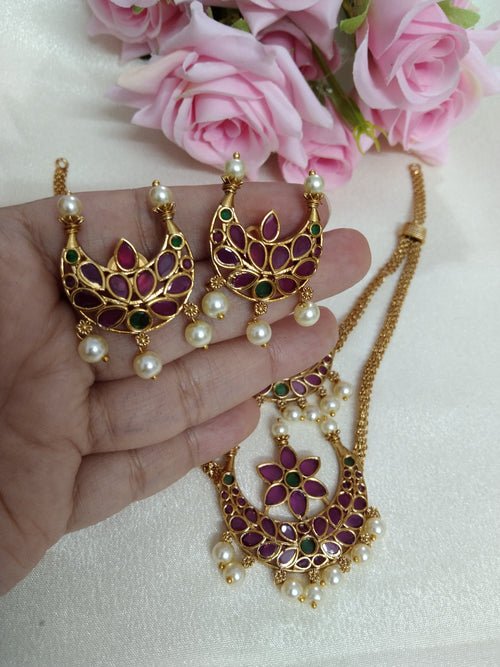 2 Layer Kemp Stone Pendant Necklace Set