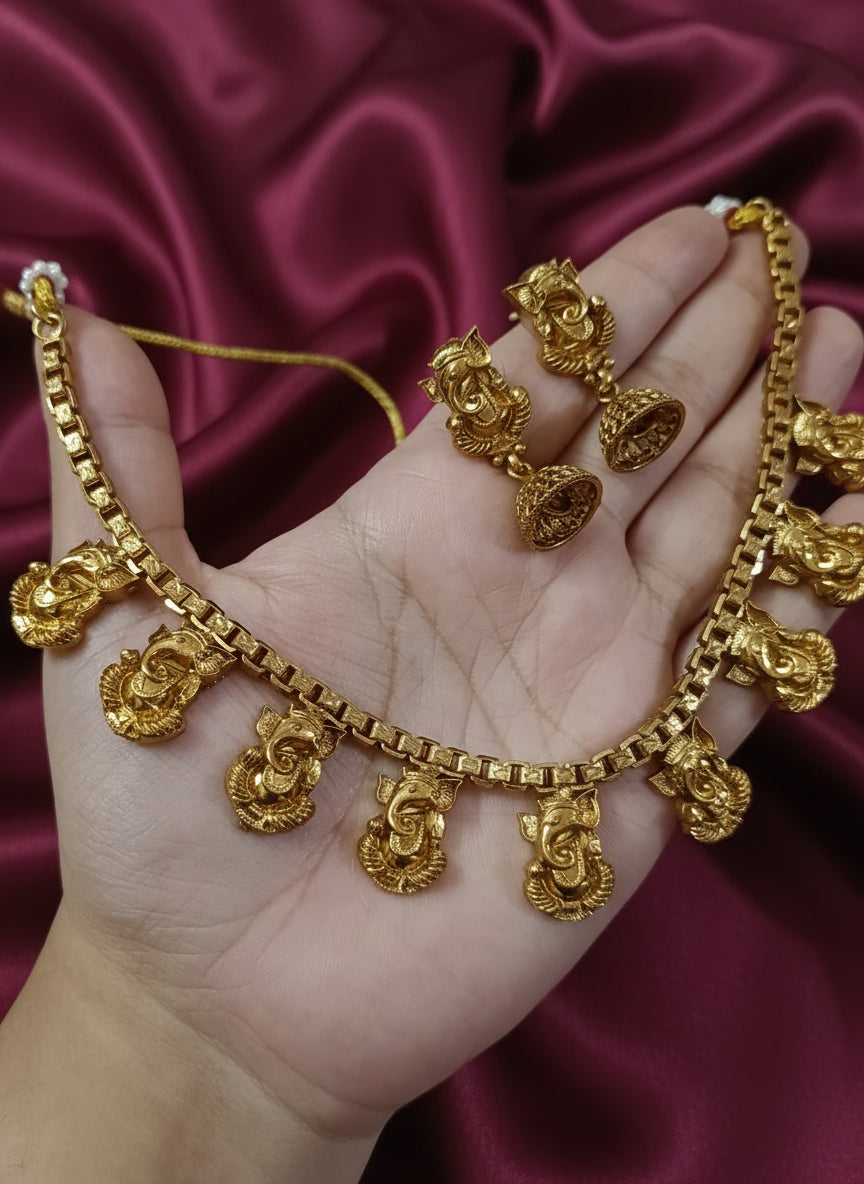 Ganesh Motif Necklace Set