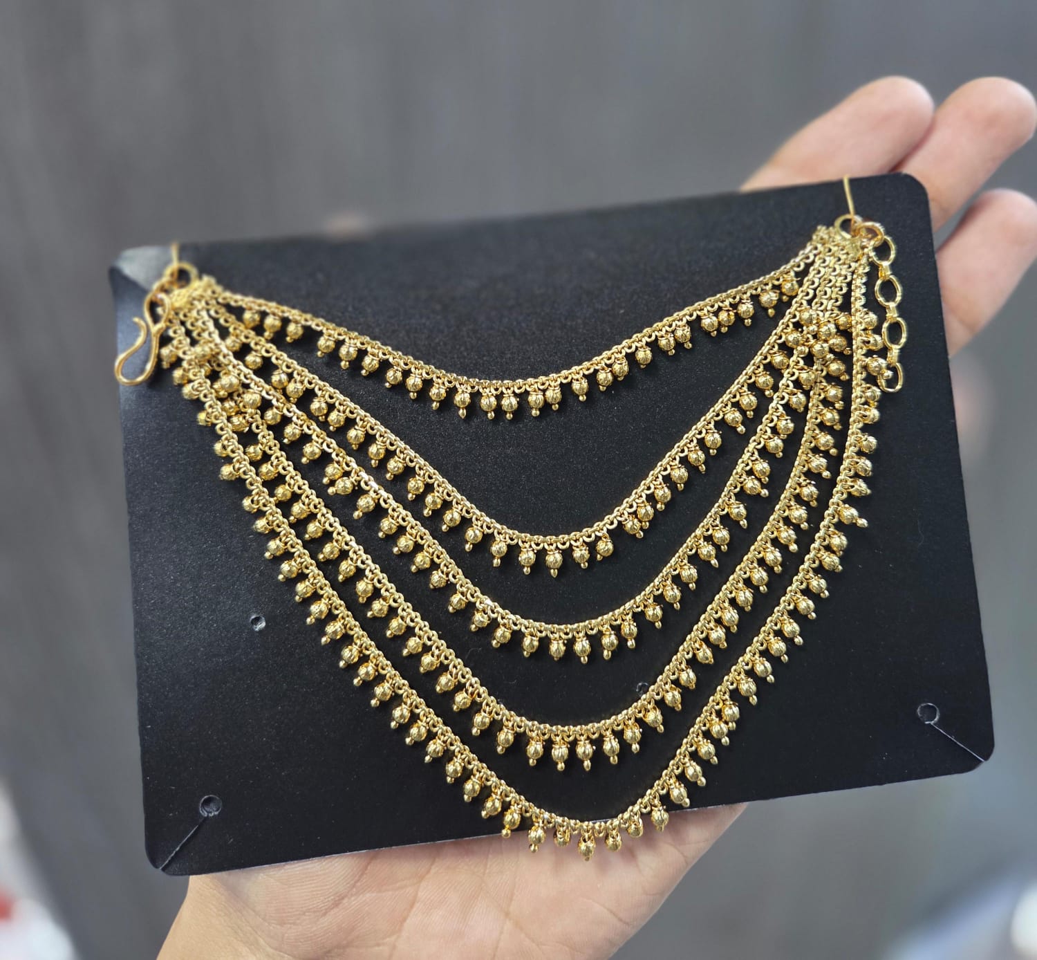 5 Layer Golden Beads Earchain