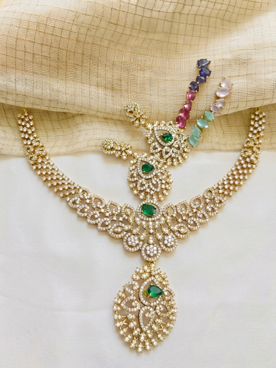 Changeable AD Stone Necklace Set V14