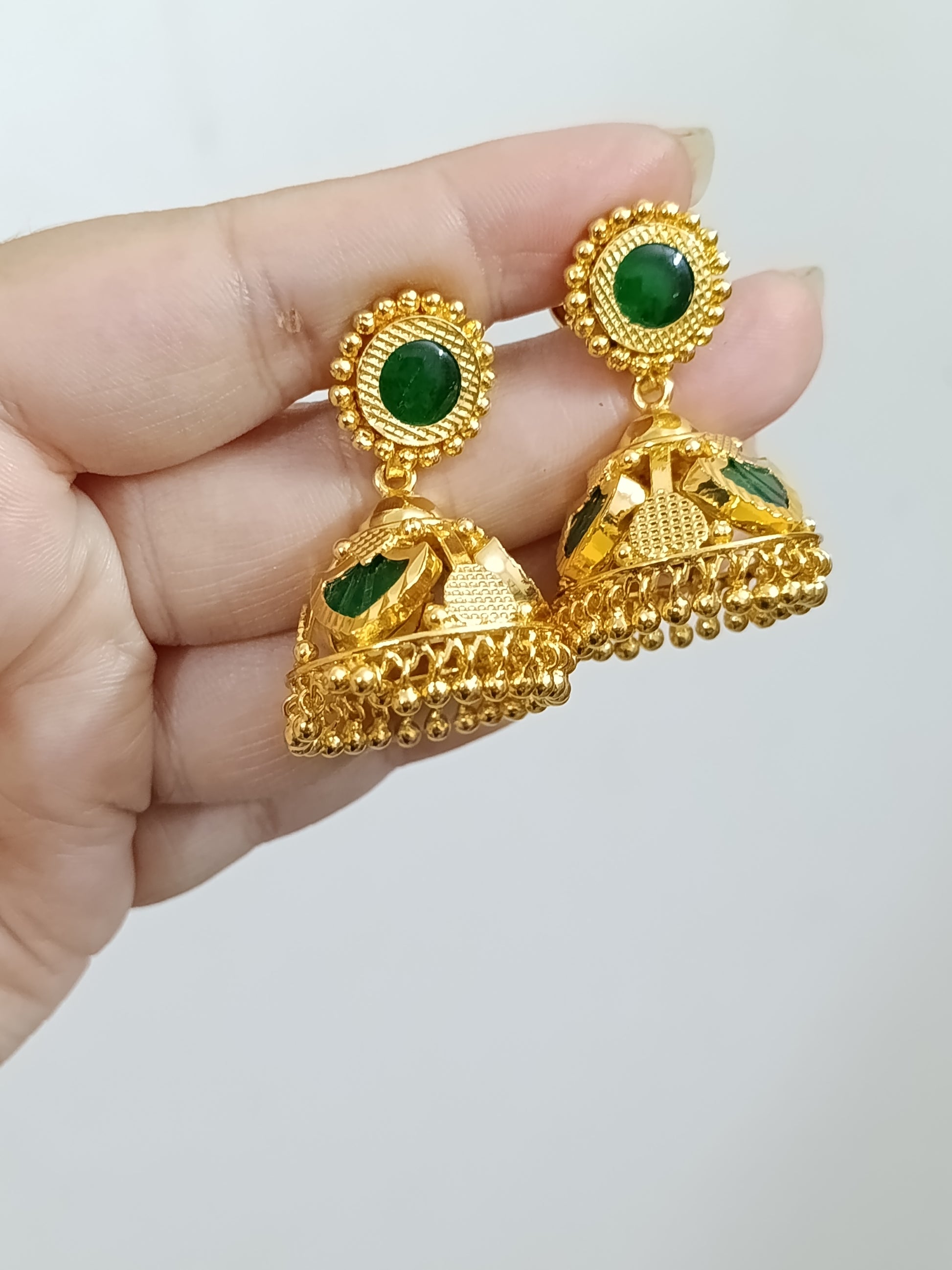 Micro Polish Non Idol Palakka Jhumka Earring V3