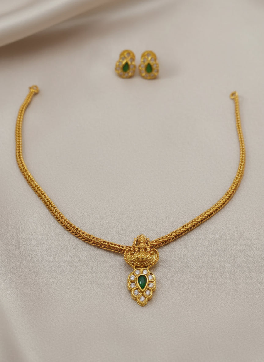 Budget Lakshmi AD pendant Necklace Set
