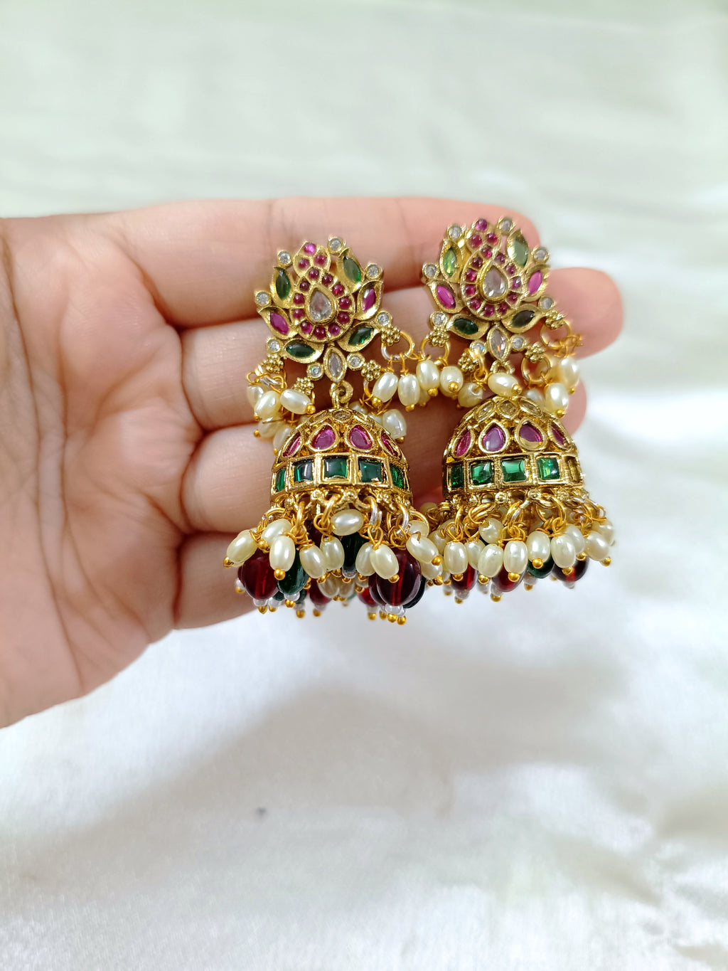 Lotus Kemp Jhumka Earring