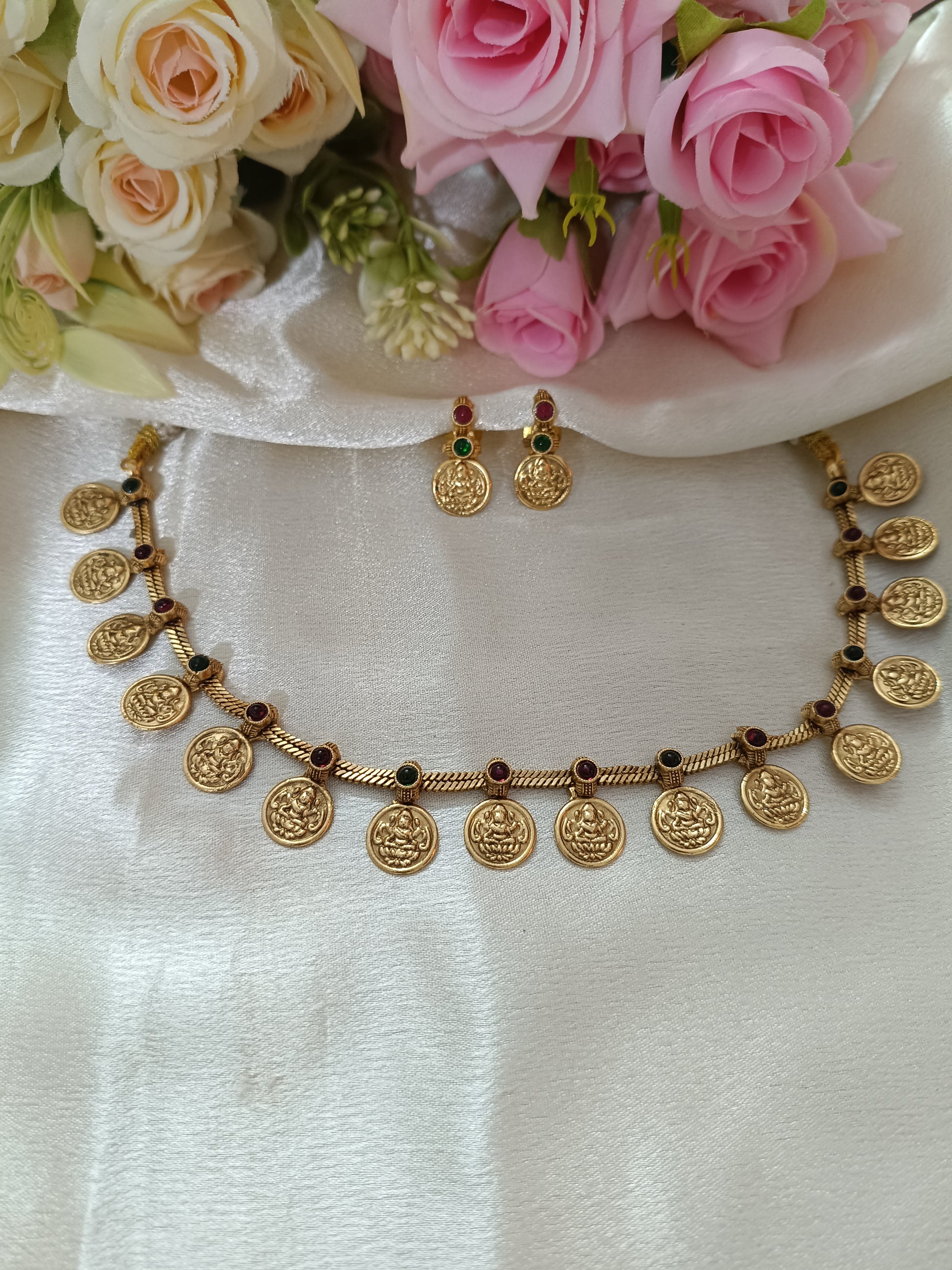 Coin Necklace set with Stone