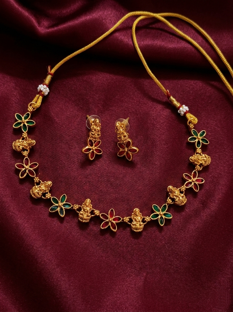 Lakshmi Floral Necklace Set V1
