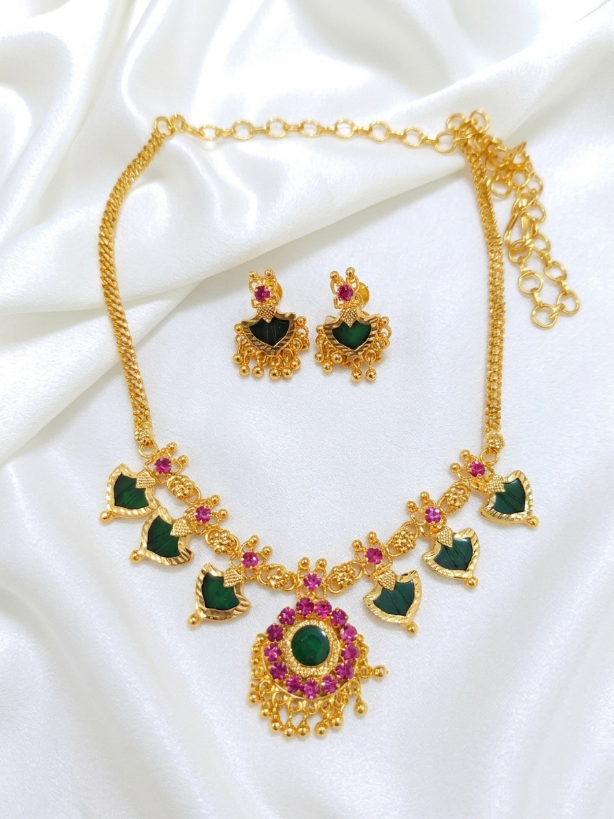 Traditional Micro Polish Palakka Necklace Set