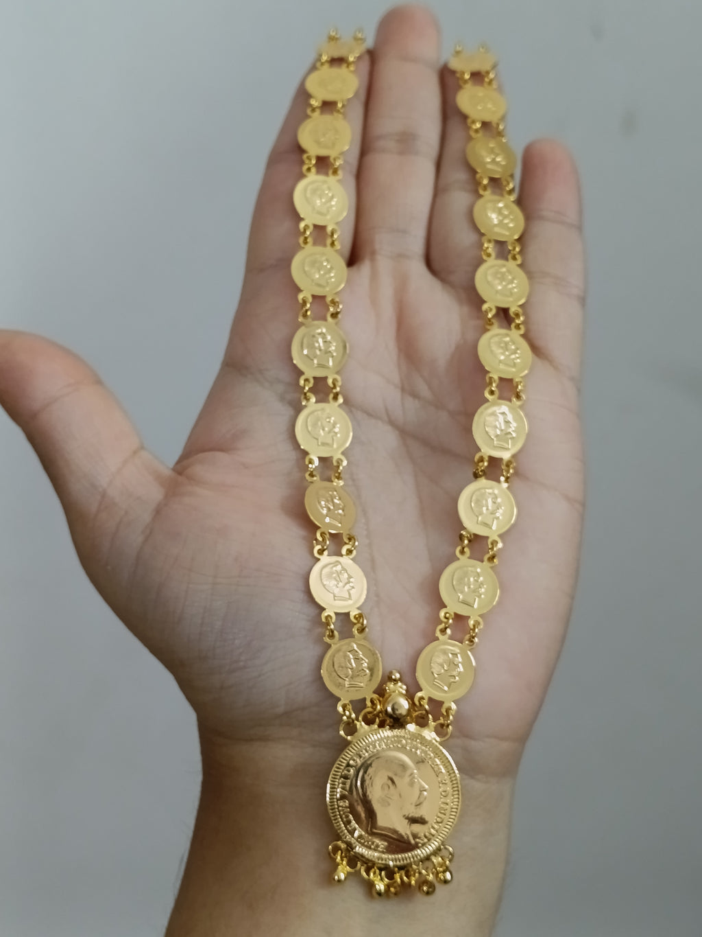 Micro Polish Non Idol Coin Long Necklace