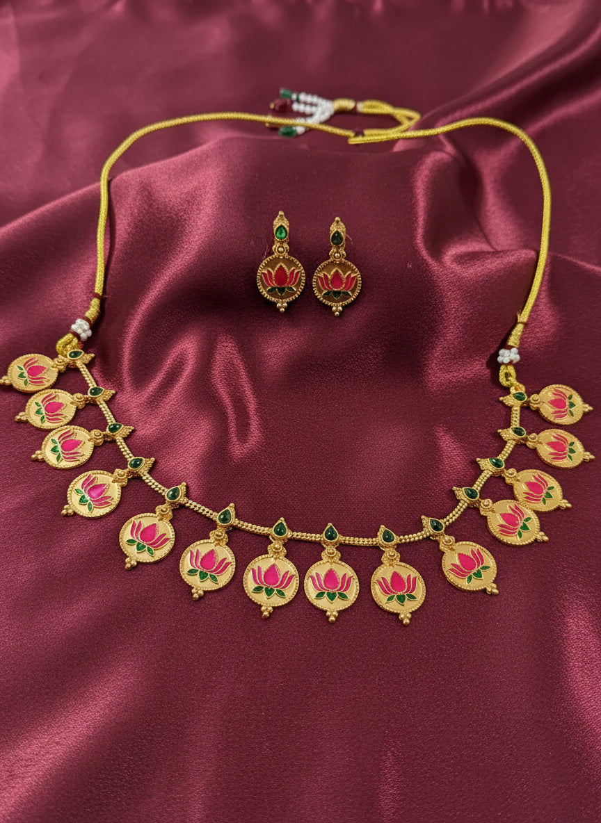 Lotus Pendant Necklace Set