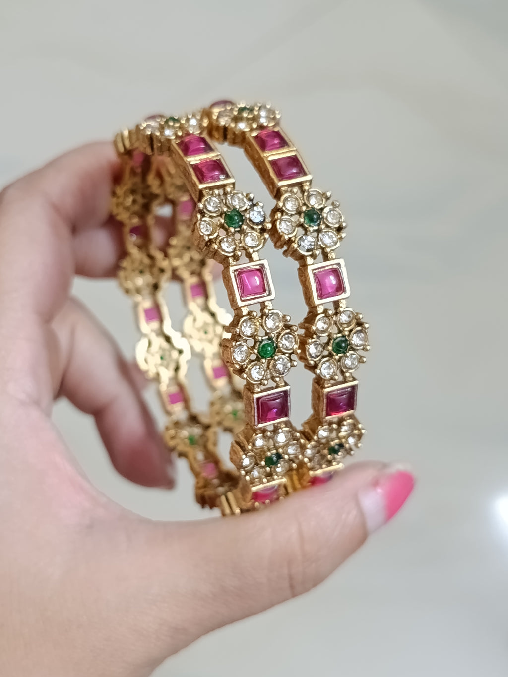 Low Budget Kemp Flower Bangle Set of 2 V2
