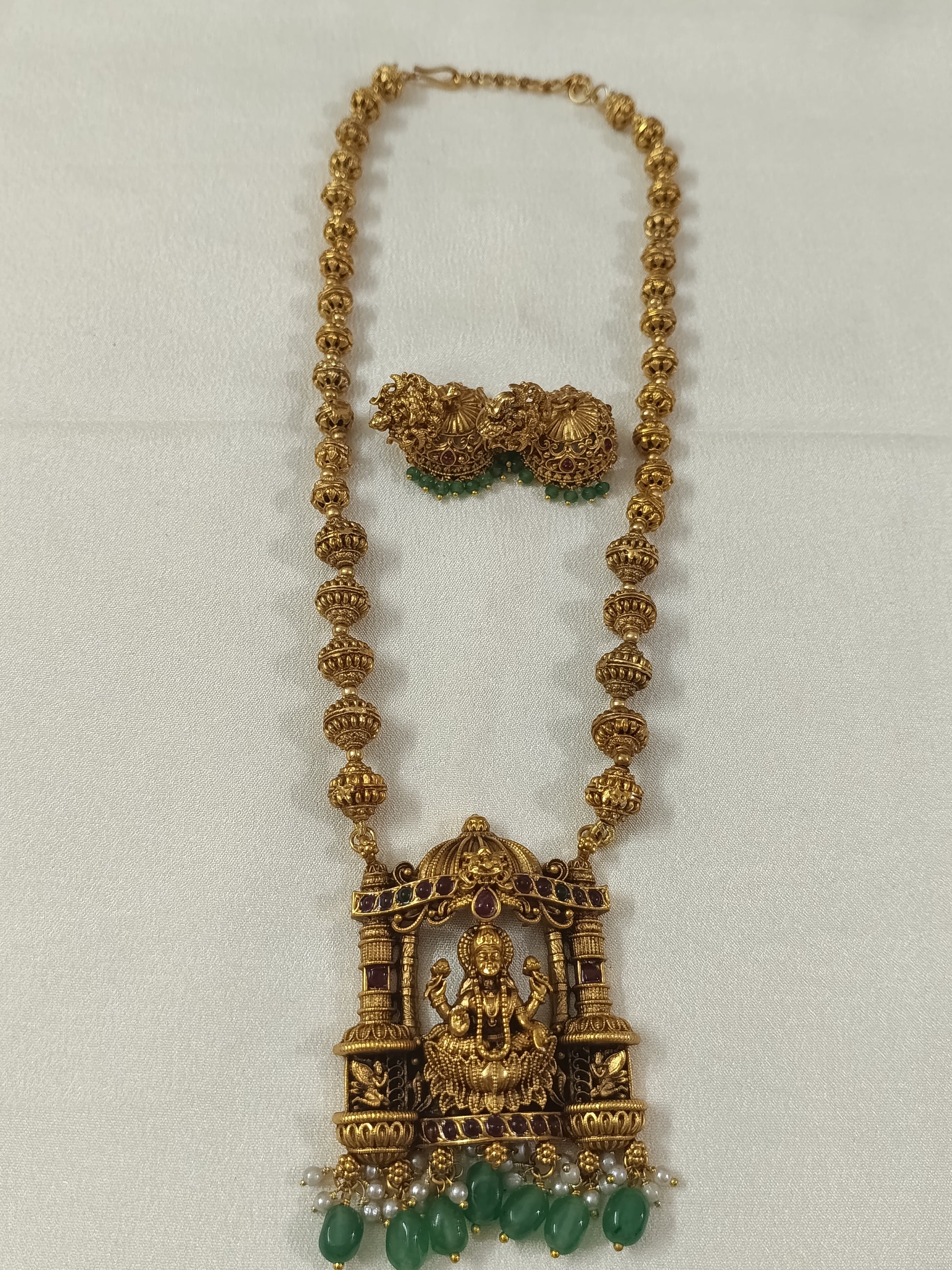 Temple Lakshmi Mid Long Necklace Set V3