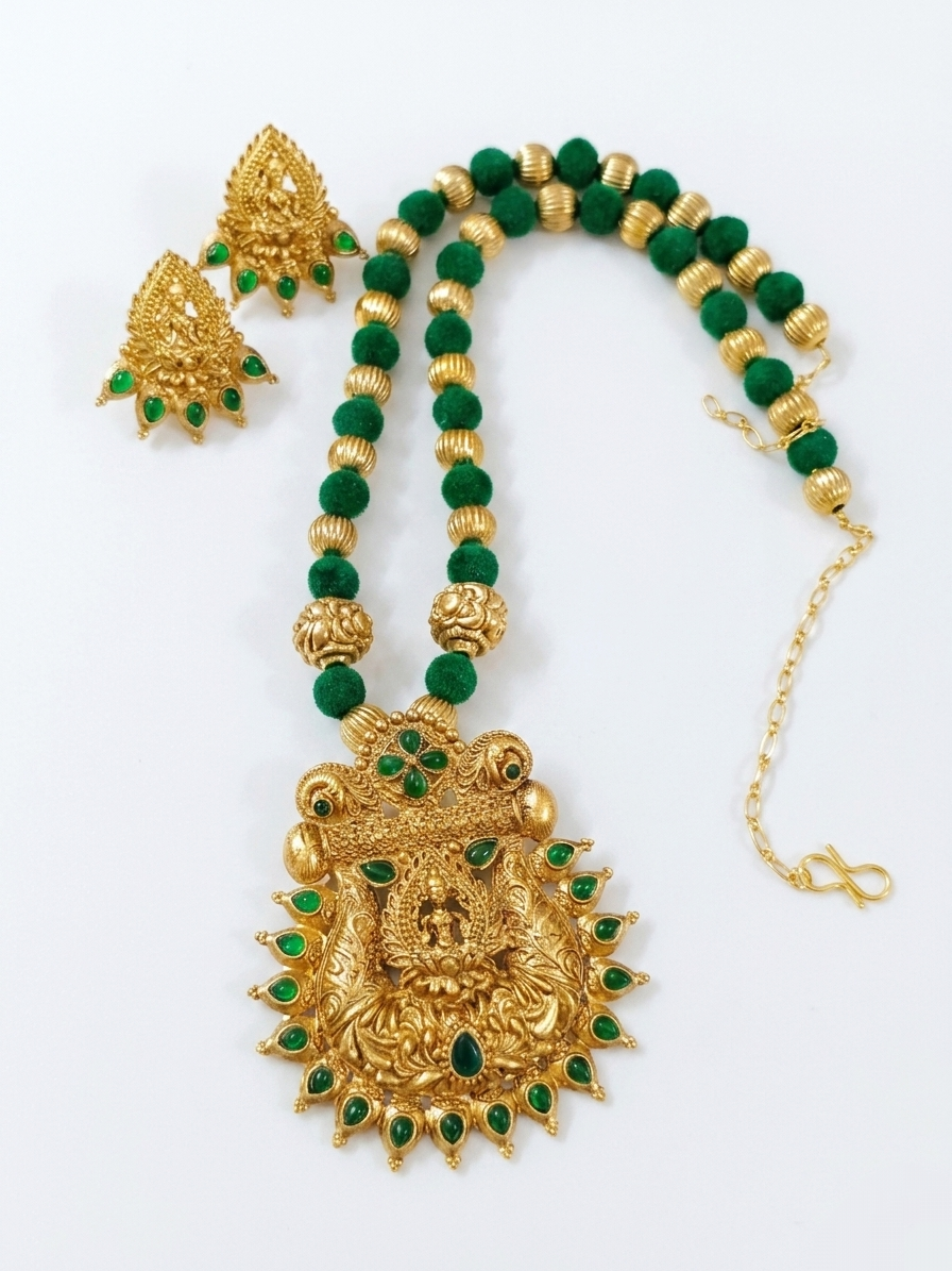 Lakshmi Bead Mid Long Necklace Set V4
